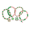 AKA Sorority Inspired Pink Green Pearl Bracelets - MillenniaWorld.com