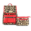 Backpack Leopard and Red Flap Bag Set for Women - MillenniaWorld.com