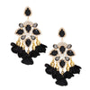 Dangle Black Crystal Petal Tassel Earrings Women - MillenniaWorld.com