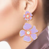 Drop Lavender Gold Tropical Flower Earrings Women - MillenniaWorld.com