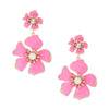 Drop Pink Gold Tropical Flower Earrings for Women - MillenniaWorld.com