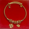 Exquisite Real18k gold plated charm bangle adjustable with zirconia. - MillenniaWorld.com