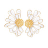 Studs White Half Daisy Flower Earrings for Women