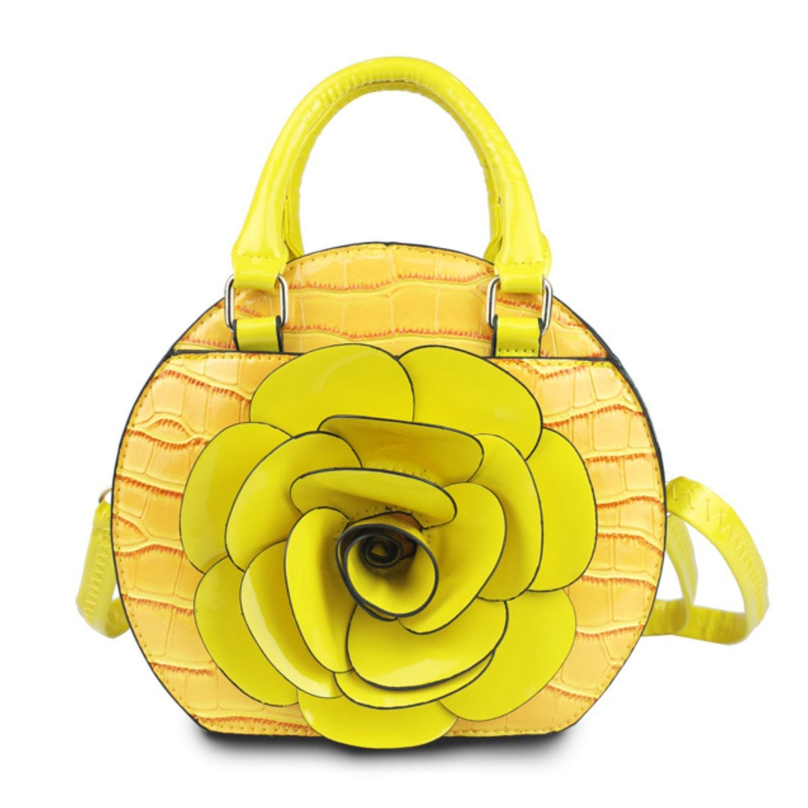 Handbag Round Yellow Flower Croc Bag for Women - MillenniaWorld.com